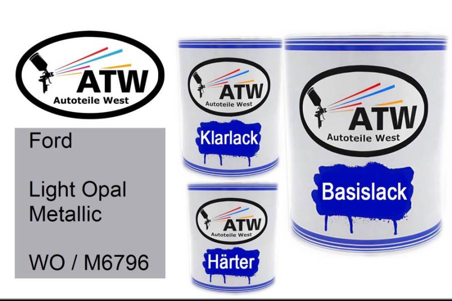 Ford, Light Opal Metallic, WO / M6796: 1L Lackdose + 1L Klarlack + 500ml Härter - Set, von ATW Autoteile West.
